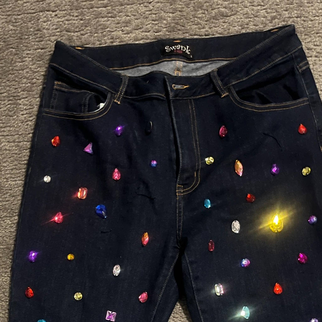 Swank Women's Skinny Jeans With Colorful Embellishments